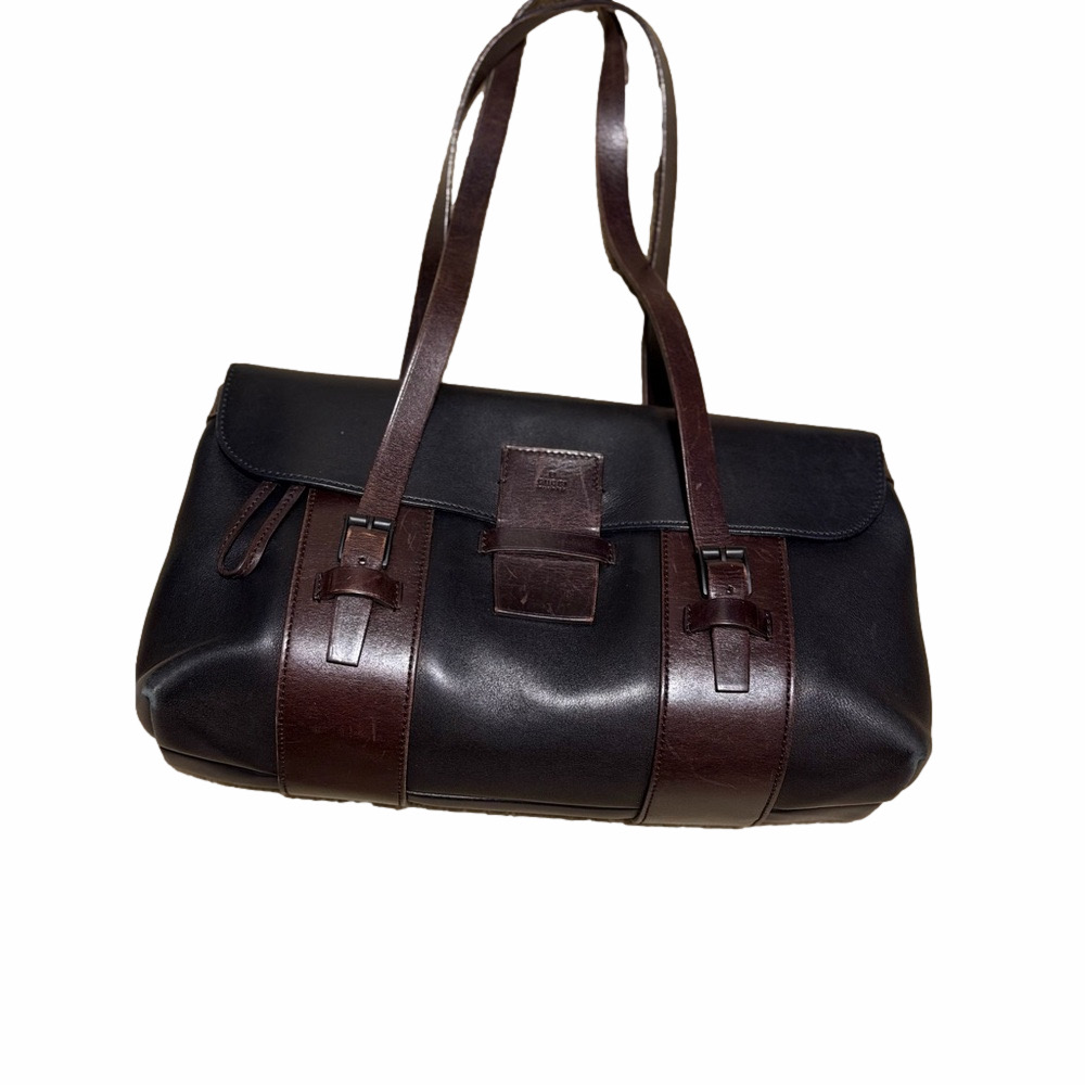 Gucci Rare Black and Brown Calf’s Leather Shoulder Bag - Picture 2 of 6